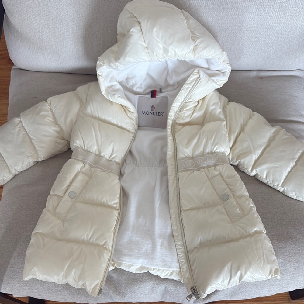 Moncler Ivory Hooded Puffer Coat